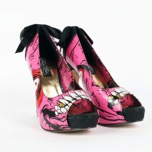 Iron Fist Gold Digger Zombie Stomper Heels 9 - Pink Black Crackle Rare